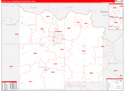 Wichita Falls Metro Area Wall Map Red Line Style 2024